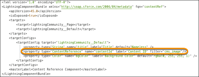ContentReference Lightning web component in .js-meta.xml file.