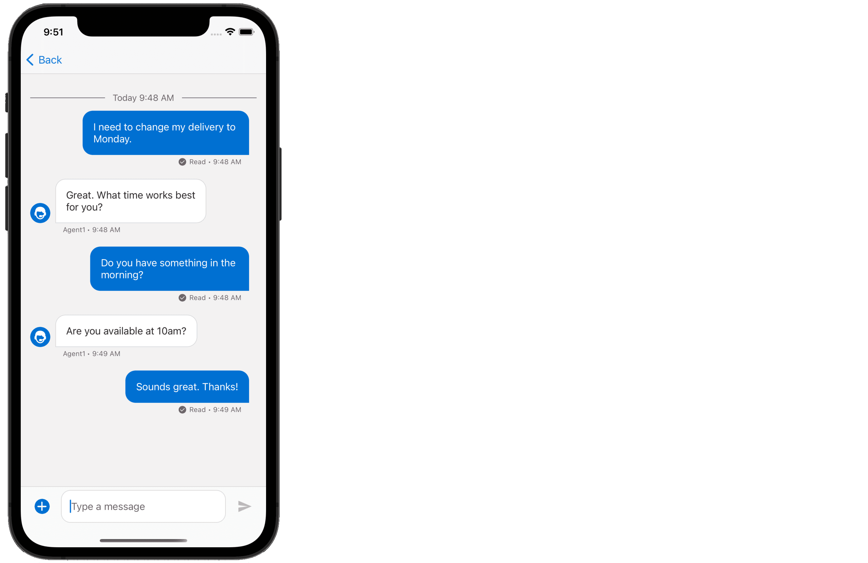 Messaging for In App iOS Example