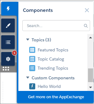 Experience Builder Components panel