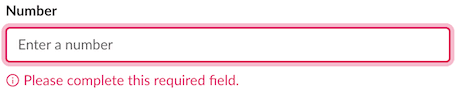 Required field displays an error