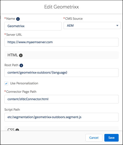 Personalize your CMS connection