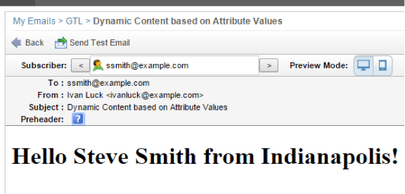 Screenshot of default email