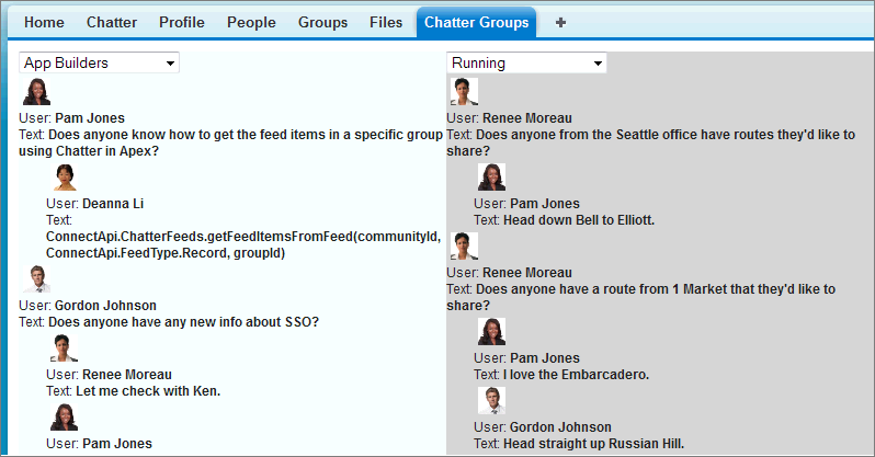 Two Chatter Feeds side by side in Salesforce