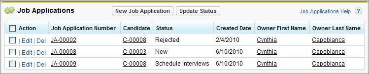 The Job Applications related list