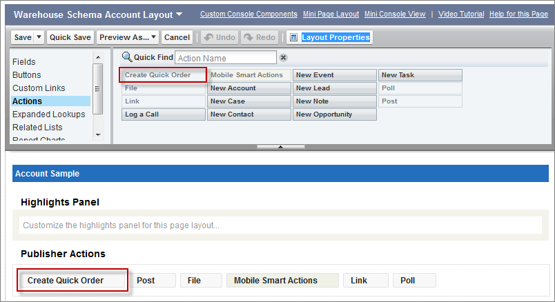Account page layout
