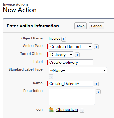 Create new action