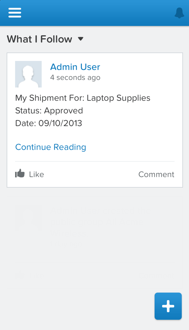 Text post in the feed