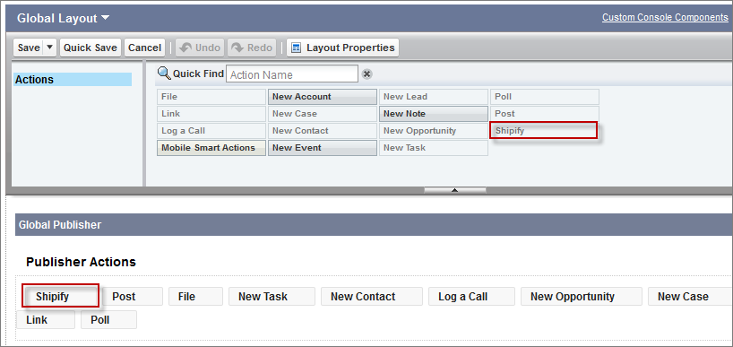 Add action to global layout