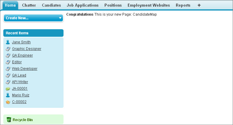 The CandidateMap Visualforce page