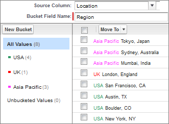 Locations bucketed by region