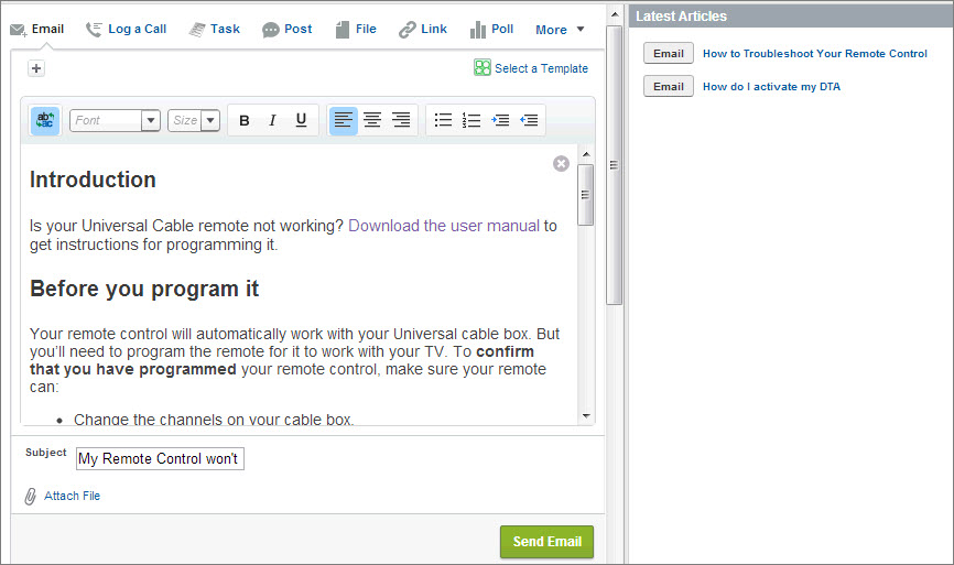 Case Feed with Knowledge console component