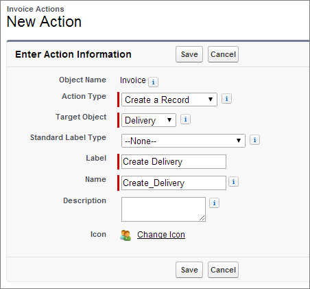 Create new action