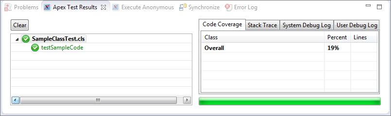 Apex Test Results view