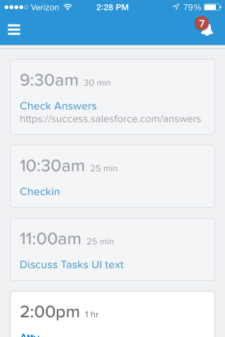 Today app screenshot showing times of day.