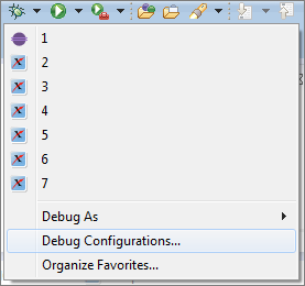 Choose Debug Configurations from the debug icon's menu