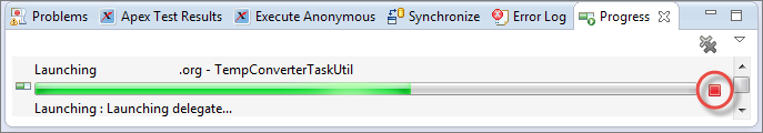 Progress view: Terminate icon