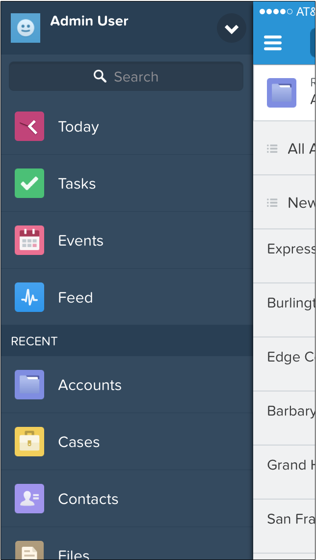Salesforce1 Navigation Menu