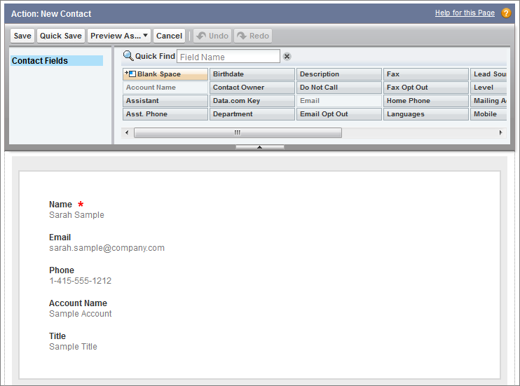 Action Layout Editor