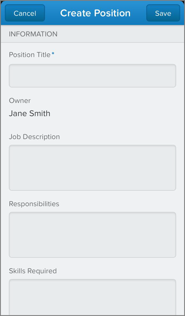 Create Position Page in Salesforce1
