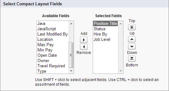 Setting up a compact layout for positions