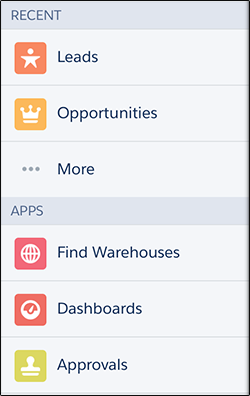 Find warehouses navigation menu