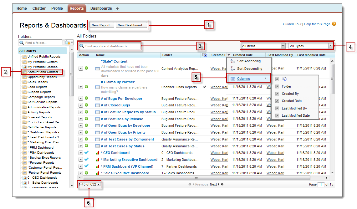 Reports Tab Using The Reports Tab Salesforce Developers