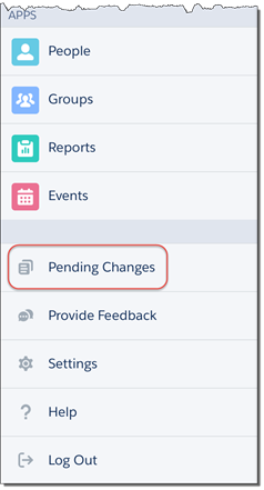 Pending Changes on the Salesforce1 Navigation Menu