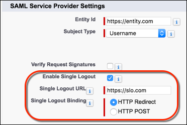 SAML Service Provider Settings
