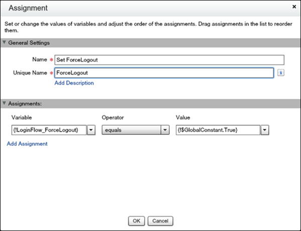 Create an assignment element