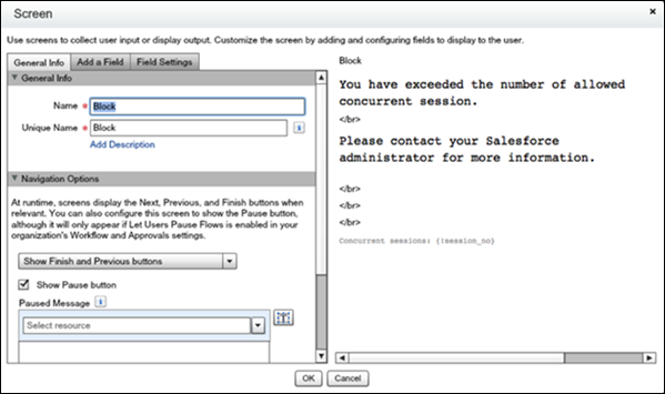 Create a block screen