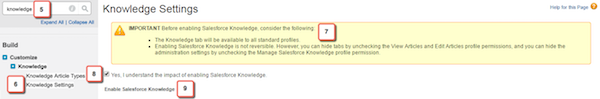 Knowledge settings enable page