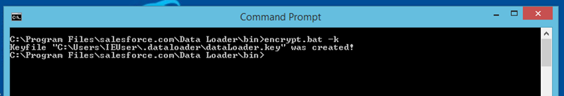 Command prompt for creating an encryption key file