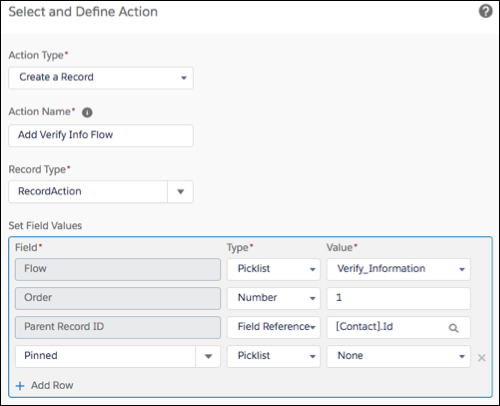 Screen shot of the create a record window with specified changes.