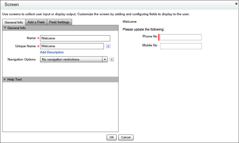 create a welcome screen