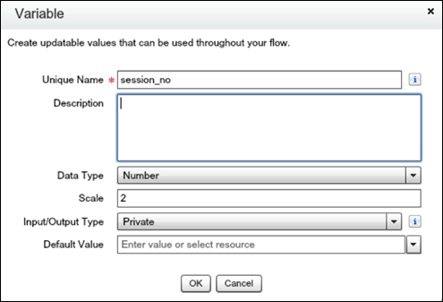 Create a numeric variable to store the number of concurrent sessions 