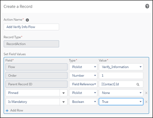 Screen shot of the create a record window with specified changes.