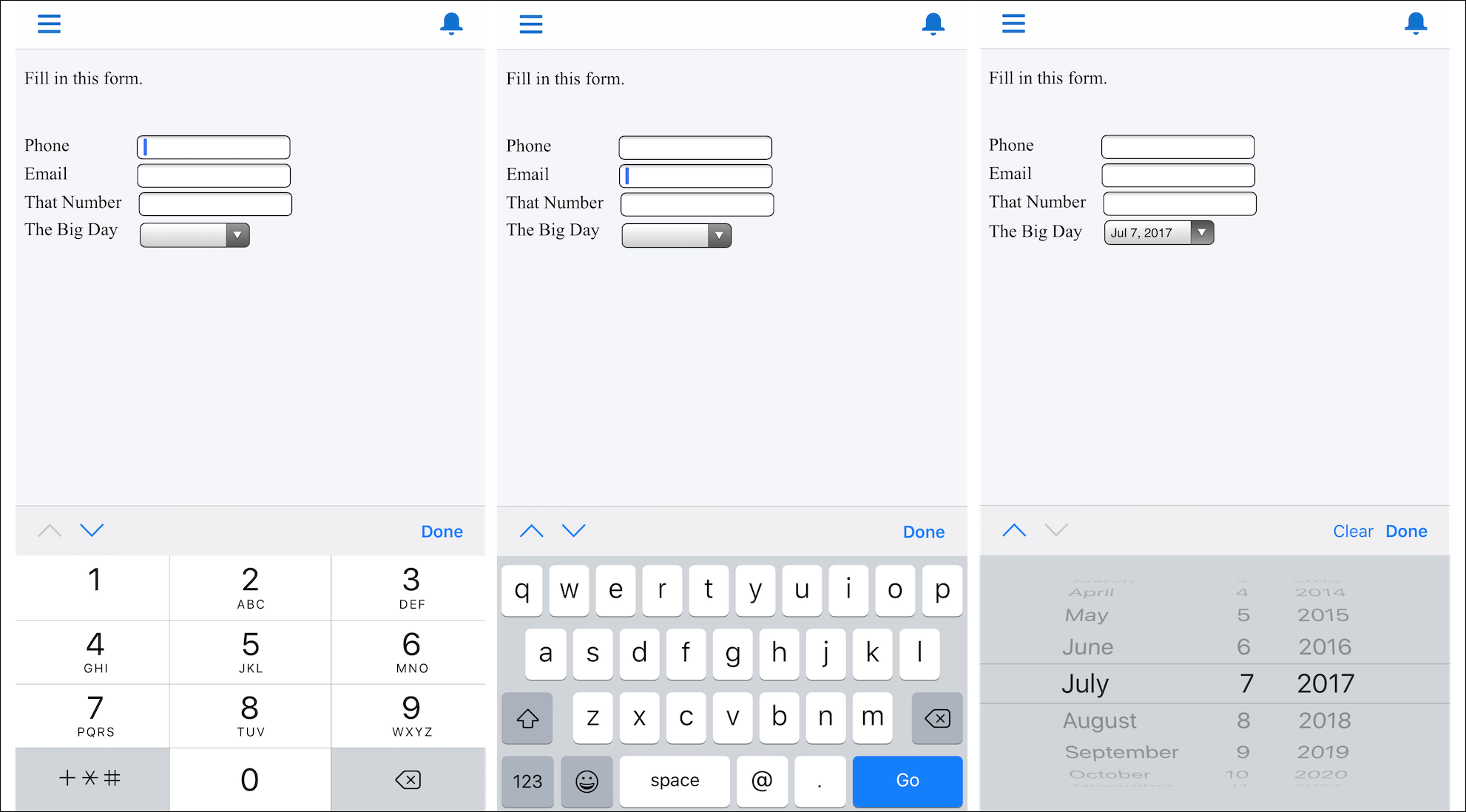 Filling in form fields