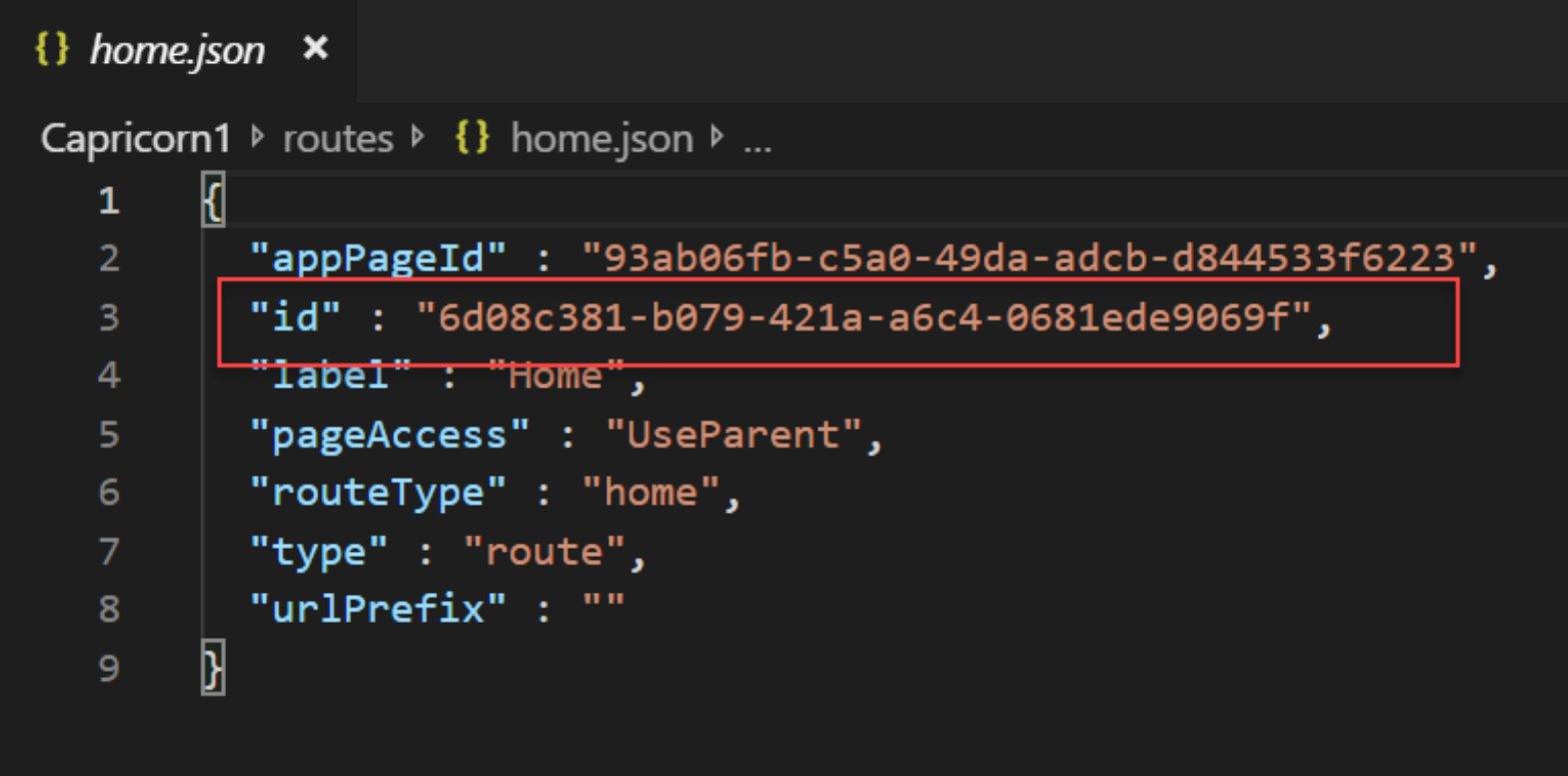 Route ID in the route file JSON