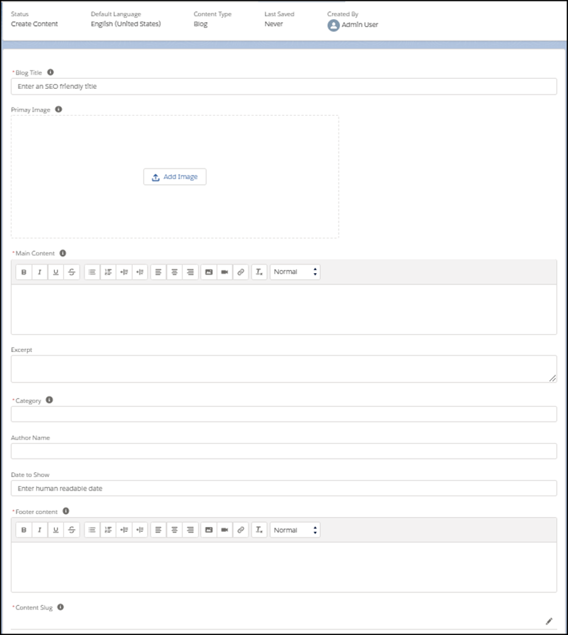 Blog content type as a form