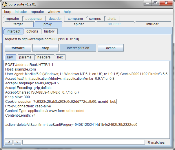 Burp suite proxy setting