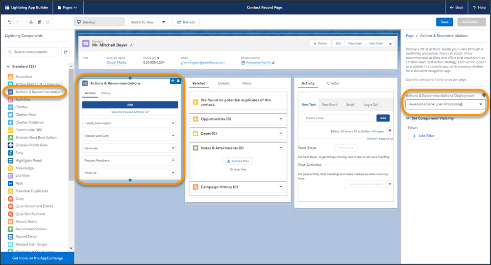 Add the component to your page and select the deployment in component properties.