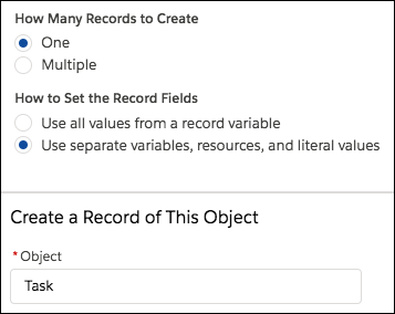 Setting the task's fields with variables and flow resources