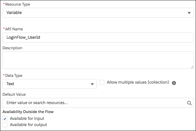 define a user id variable for the flow