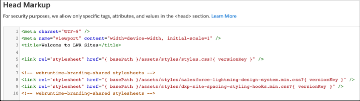 Head markup editor