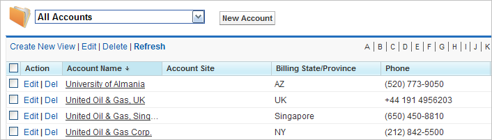 An Account detail page