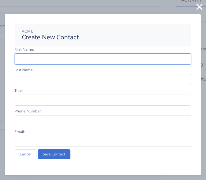 QuickContact action panel