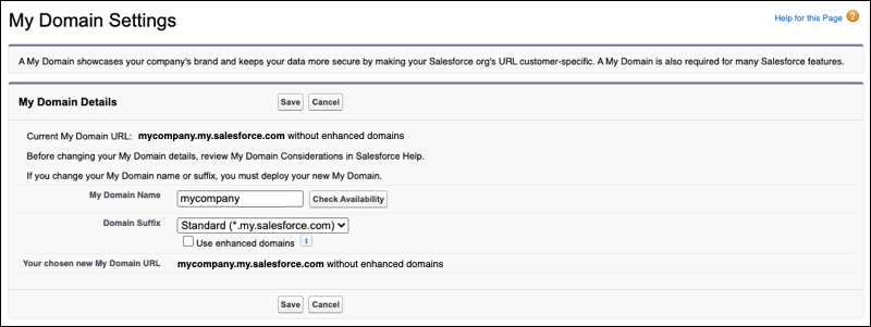 My Domain Details edit page