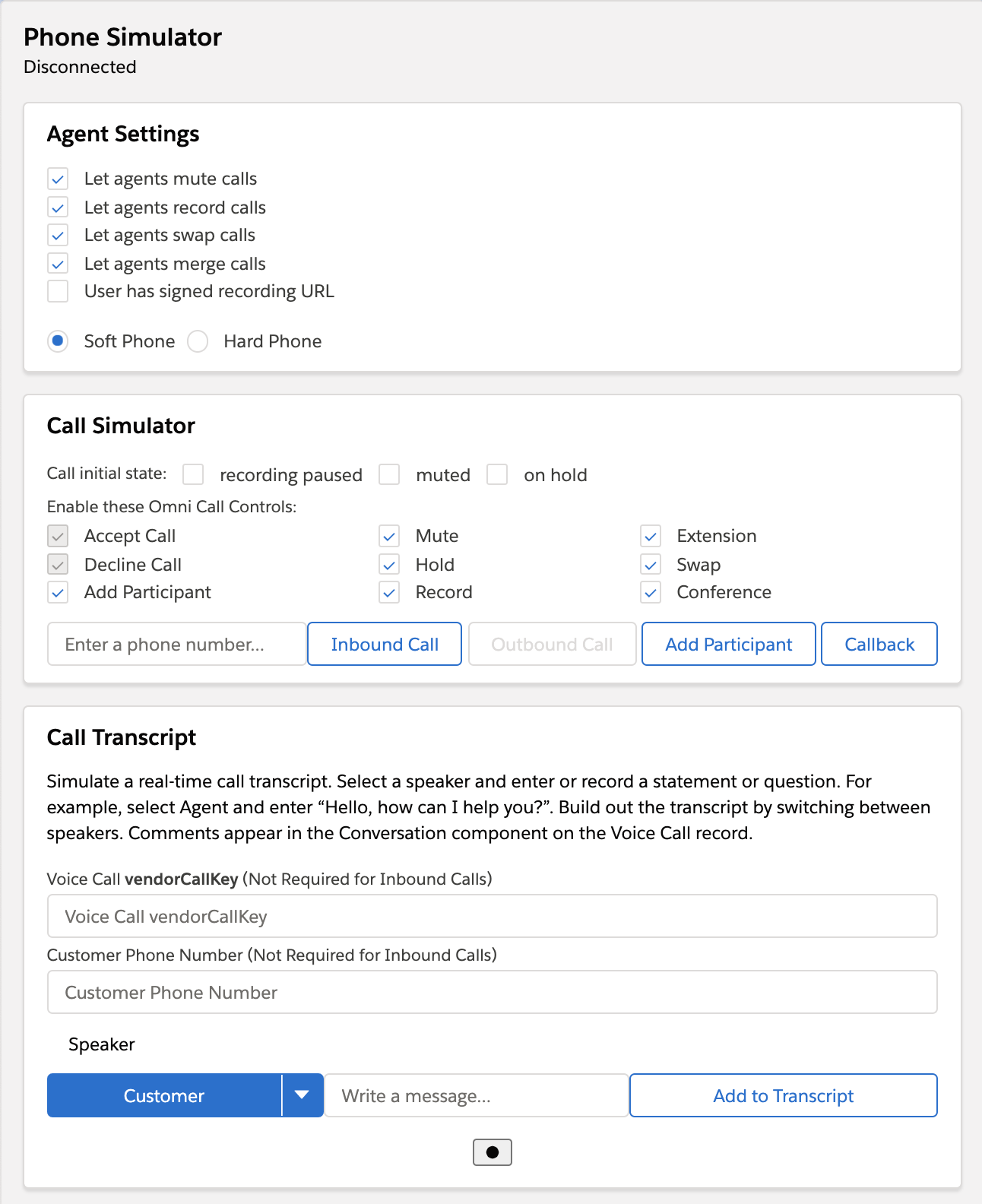 Phone call simulator