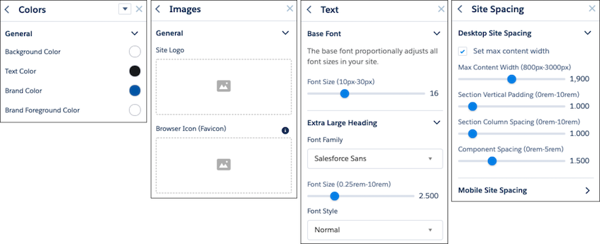 Theme panel properties