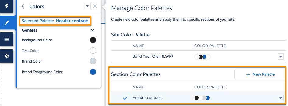 Manage Color Palettes